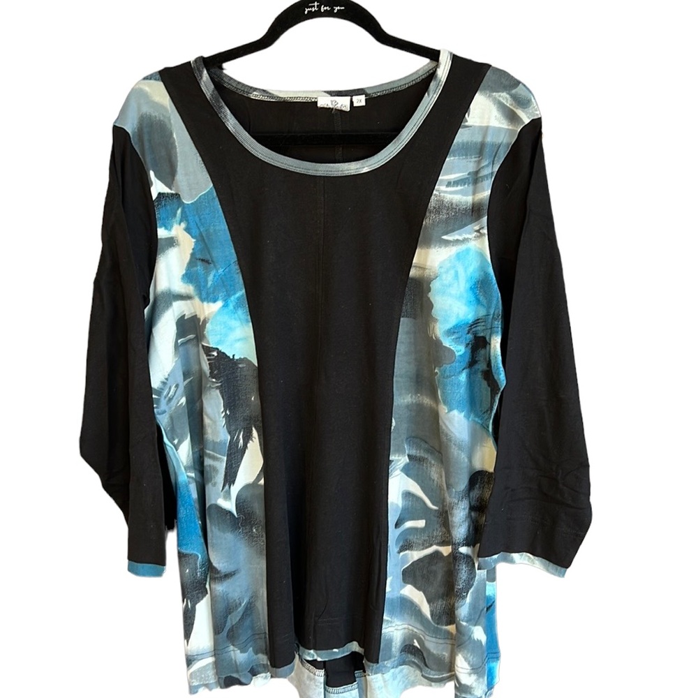 NWOT Parsley & Sage Abstract Colorful Cotton Knit Top Boho Artsy